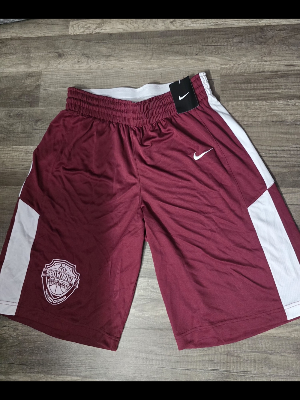 Nike Men’s Maroon Athletic Shorts with White Panels